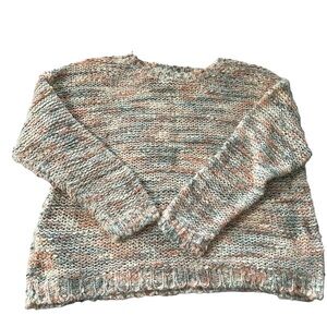 Lumiere women's size small knit sweater, orange, green and cream